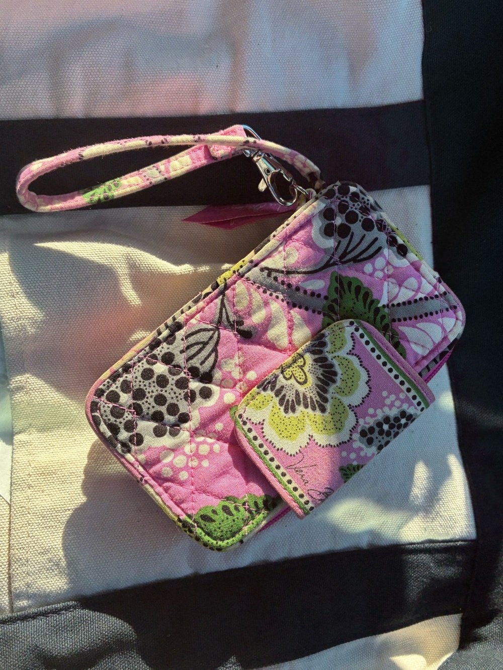 Vera Bradley Pink Floral Quilted Wristlet Wallet